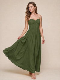 Strapless Pleated Chiffon A-Line Bridesmaid Dress