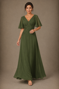 A-Line Chiffon Mother of the Bride Dress with Applique