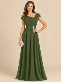 Cap Sleeve Mother of The Bride Dresses Long Chiffon Formal Gowns