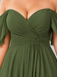 Off Shoulder Chiffon Bridesmaid Dress with Slit