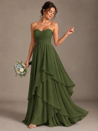 Strapless Ruffle A-Line Maxi Dress