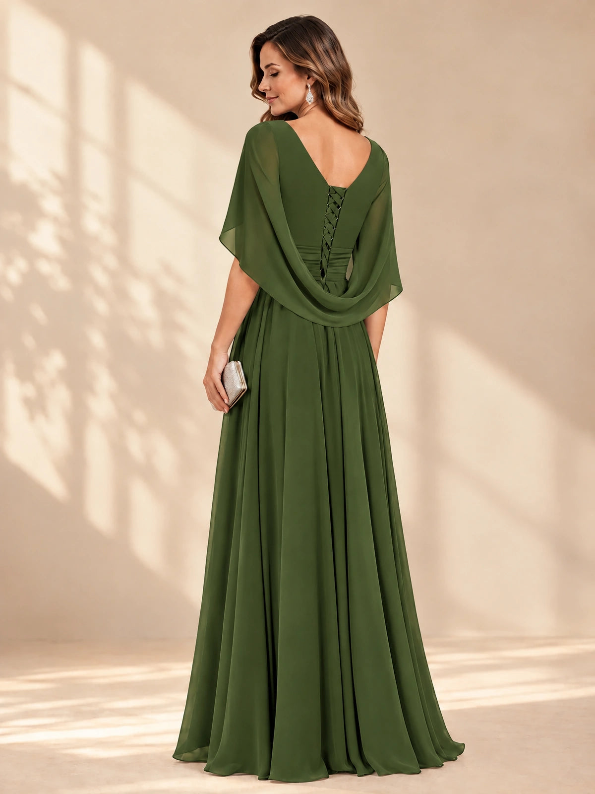Ruched V Neck Mother of The Bride Dresses with Shawls Appliques and Cap Sleeves