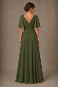 A-Line Chiffon Mother of the Bride Dress with Applique
