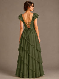 Ruffle Tiered V Neck Maxi Dress