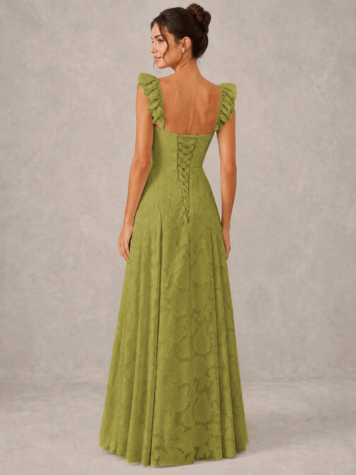 Jacquard Square Neck A-Line Maxi Dress