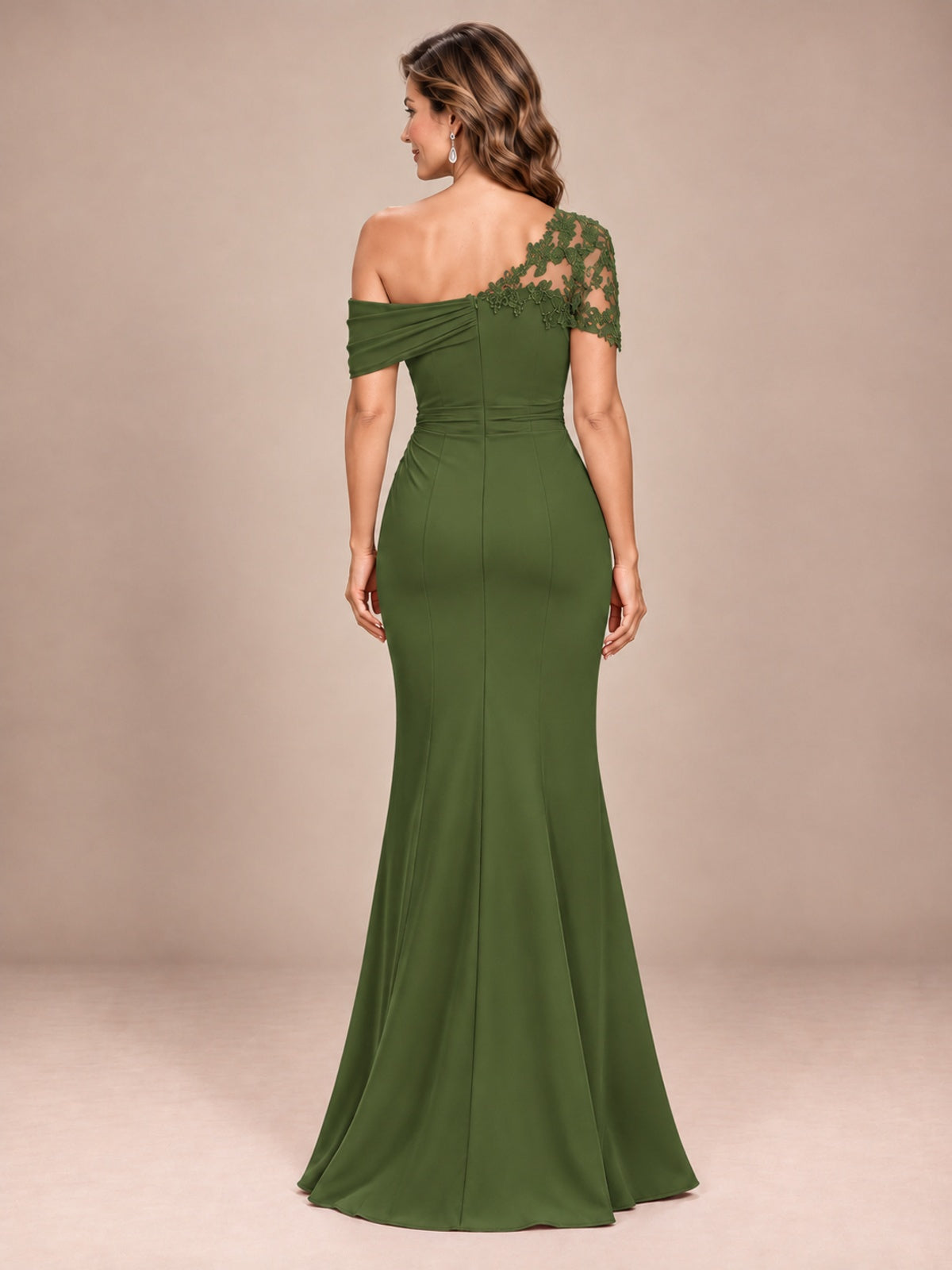 One Shoulder Chiffon Mother of The Bride Dress