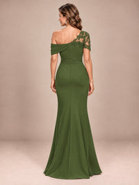 One Shoulder Chiffon Mother of The Bride Dress