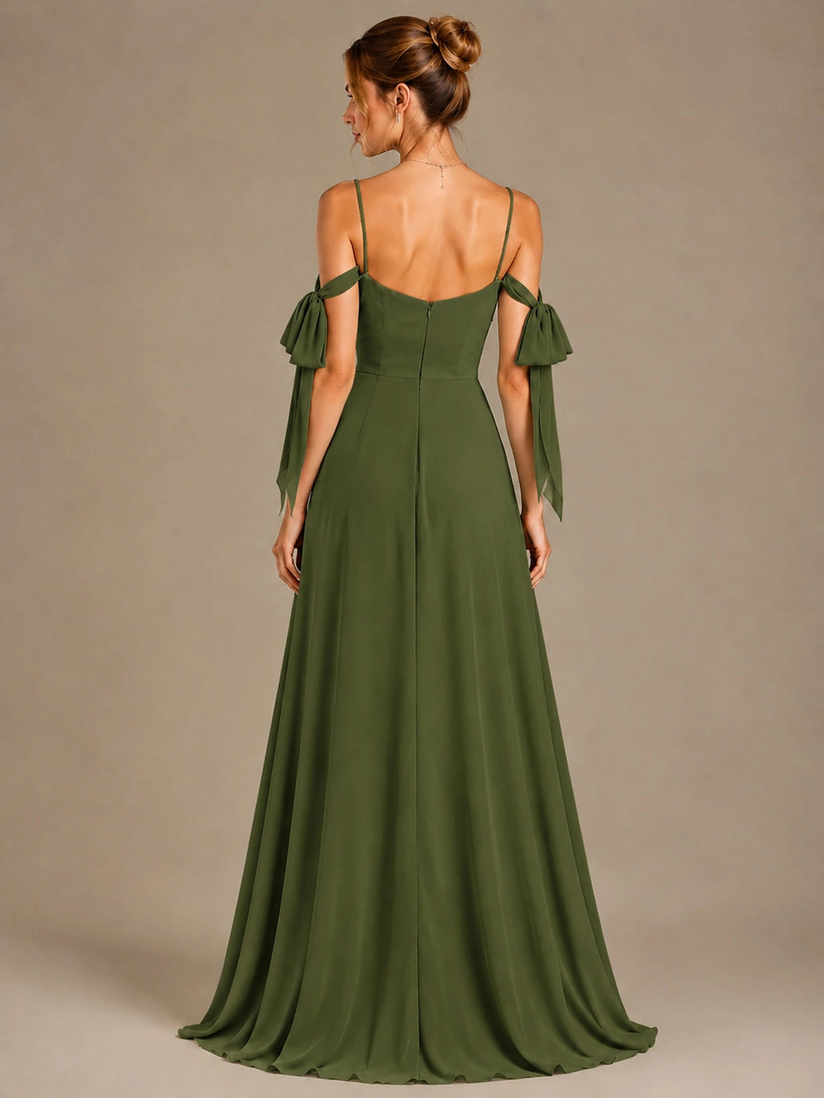 A-Line Ruffles Chiffon Bridesmaid Dress with Slit