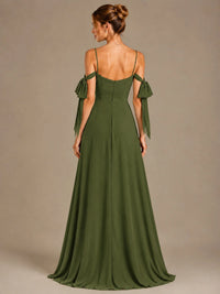 A-Line Ruffles Chiffon Bridesmaid Dress with Slit