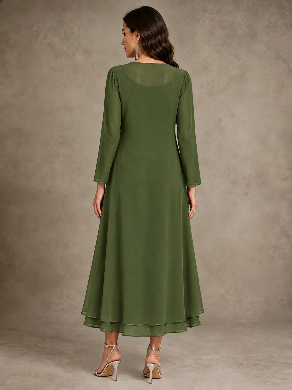 Sequin Chiffon Mother of the Bride Dress with Jacket