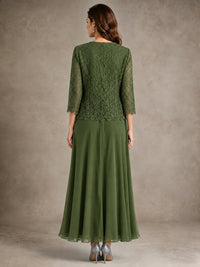 2-Piece Chiffon Mother of the Bride Dress with Lace Jacket