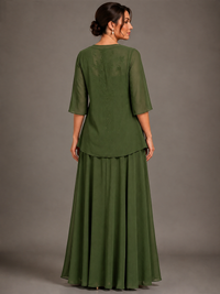 A-line 2 Pieces Chiffon Appliques Mother of The Bride Dresses with Jackets