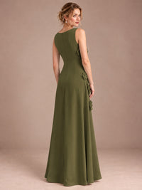 3D Floral Applique Sleeveless Formal Maxi Dress