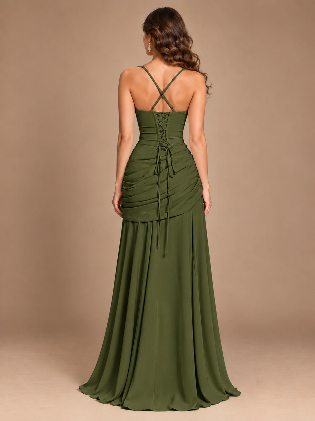 Butter Yellow Square Neck Ruched A-Line Prom Dress