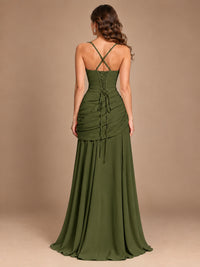 Butter Yellow Square Neck Ruched A-Line Prom Dress