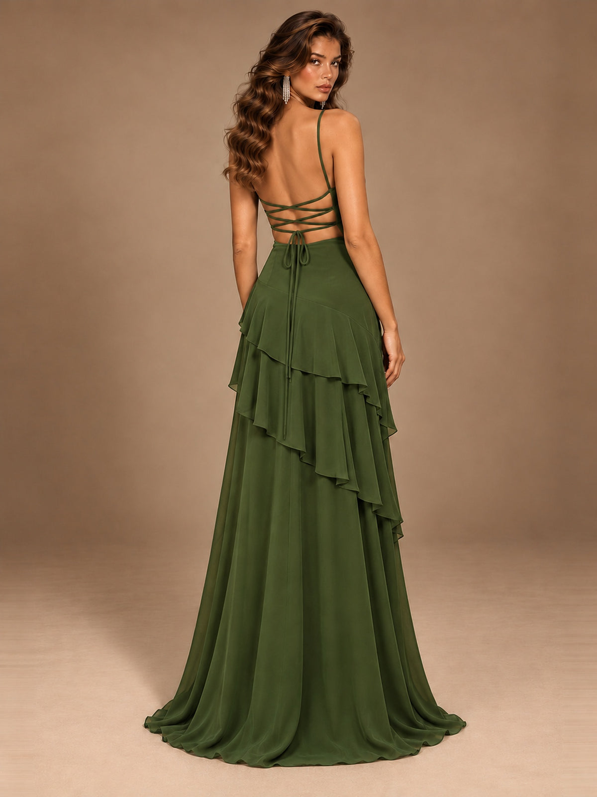 Sweetheart A-Line Ruffle Prom Dress with Spaghetti Straps