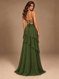 Sweetheart A-Line Ruffle Prom Dress with Spaghetti Straps