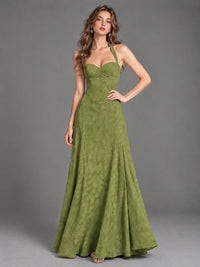 A-Line Halter Floral Chiffon Maxi Dress