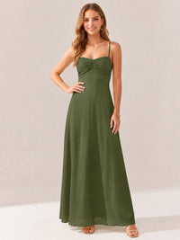 JOVELLEE Yellow Sweetheart Ruched Bust Chiffon Maxi Dress