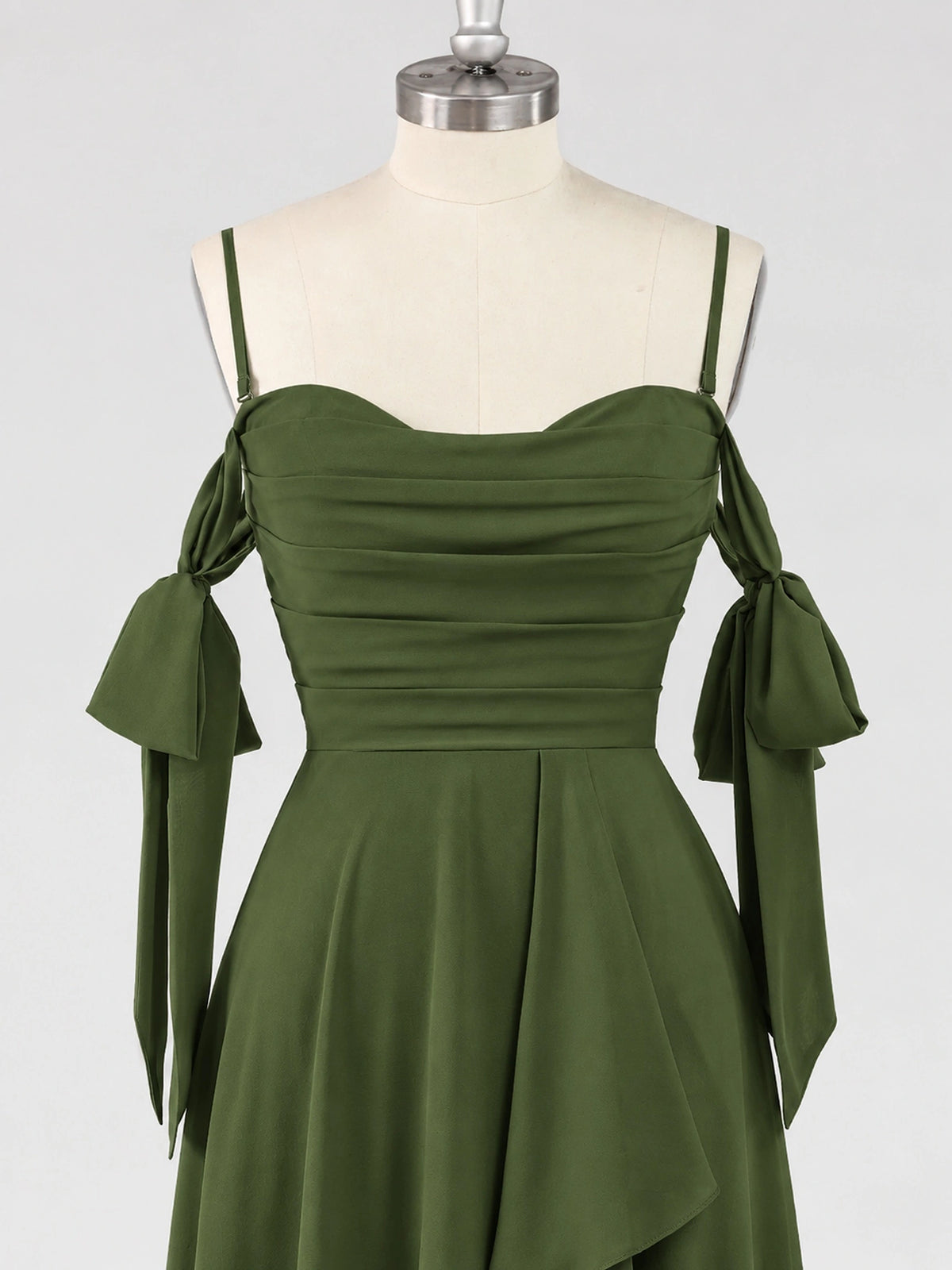 A-Line Ruffles Chiffon Bridesmaid Dress with Slit