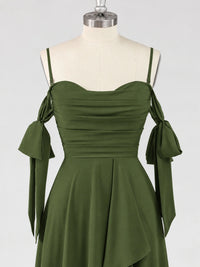 A-Line Ruffles Chiffon Bridesmaid Dress with Slit