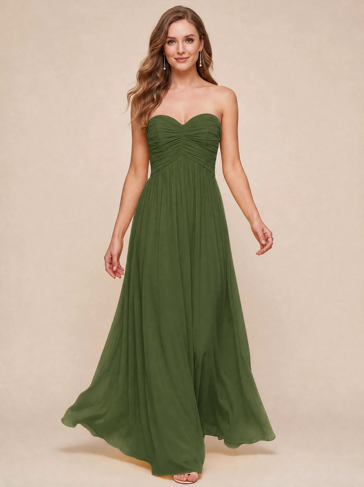 Strapless Pleated Chiffon A-Line Bridesmaid Dress
