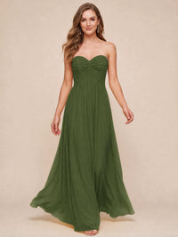 Strapless Pleated Chiffon A-Line Bridesmaid Dress