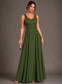 A-line 2 Pieces Chiffon Appliques Mother of The Bride Dresses with Jackets