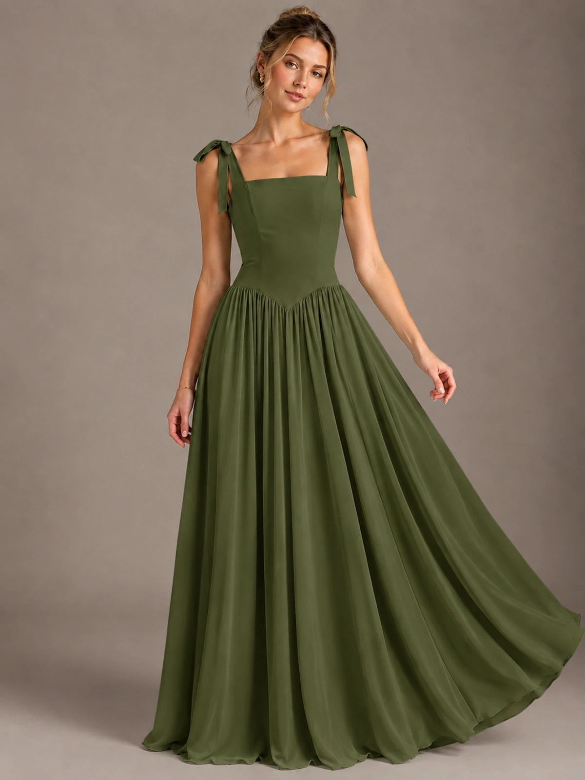 Square Neck A-Line Maxi Dress