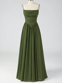 Spaghetti Strap Ruched Chiffon Maxi Dress with Backless