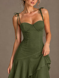 Spaghetti Strap Tiered Ruffles Chiffon Prom Dress