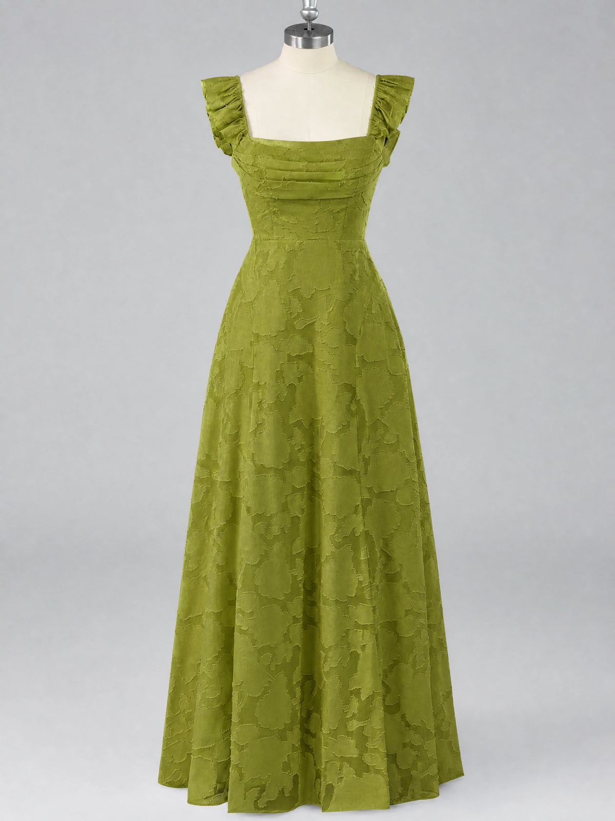 Jacquard Square Neck A-Line Maxi Dress
