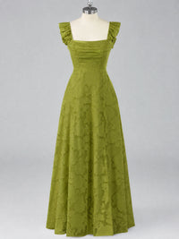 Jacquard Square Neck A-Line Maxi Dress