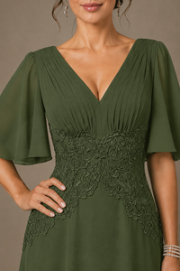 A-Line Chiffon Mother of the Bride Dress with Applique