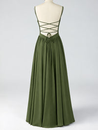 Spaghetti Strap Ruched Chiffon Maxi Dress with Backless