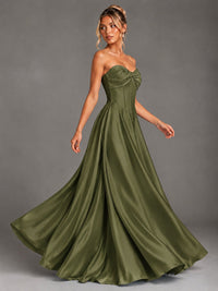 Sweetheart Neck Strapless Satin A-Line Prom Dress