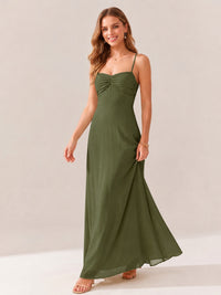 JOVELLEE Yellow Sweetheart Ruched Bust Chiffon Maxi Dress