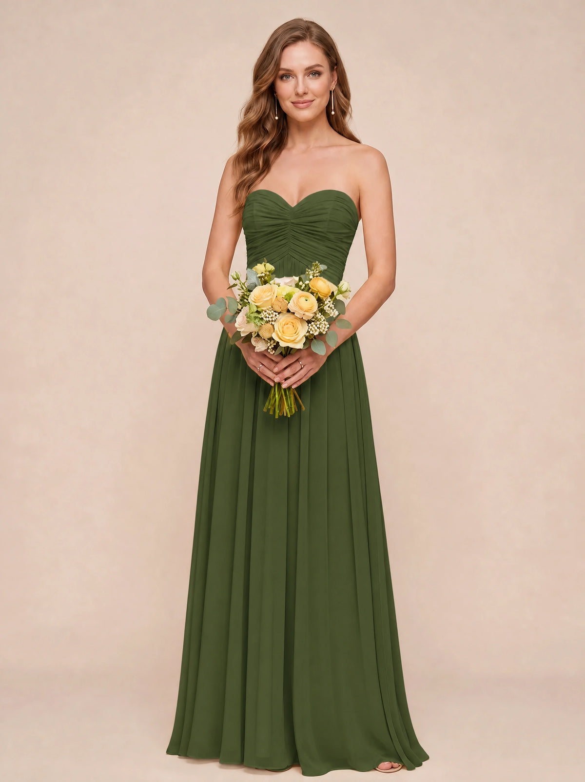 Strapless Pleated Chiffon A-Line Bridesmaid Dress
