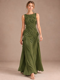 3D Floral Applique Sleeveless Formal Maxi Dress