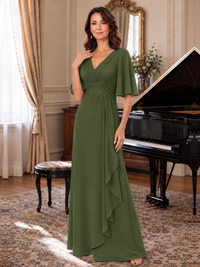 V-Neck Chiffon Lace Mother of the Bride Dresses