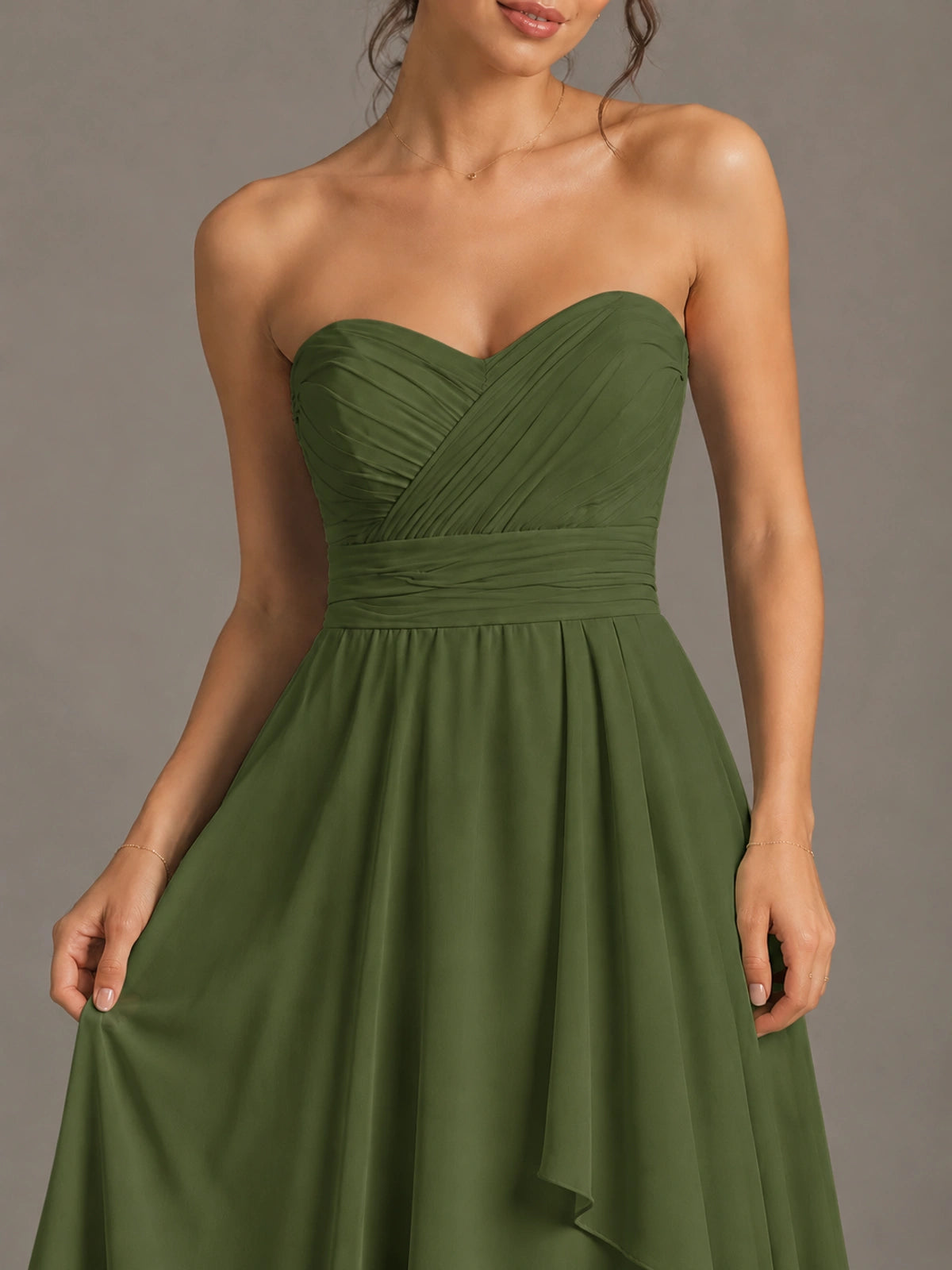 Strapless Ruffle A-Line Maxi Dress