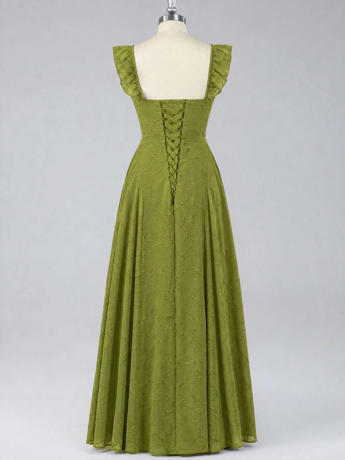 Jacquard Square Neck A-Line Maxi Dress