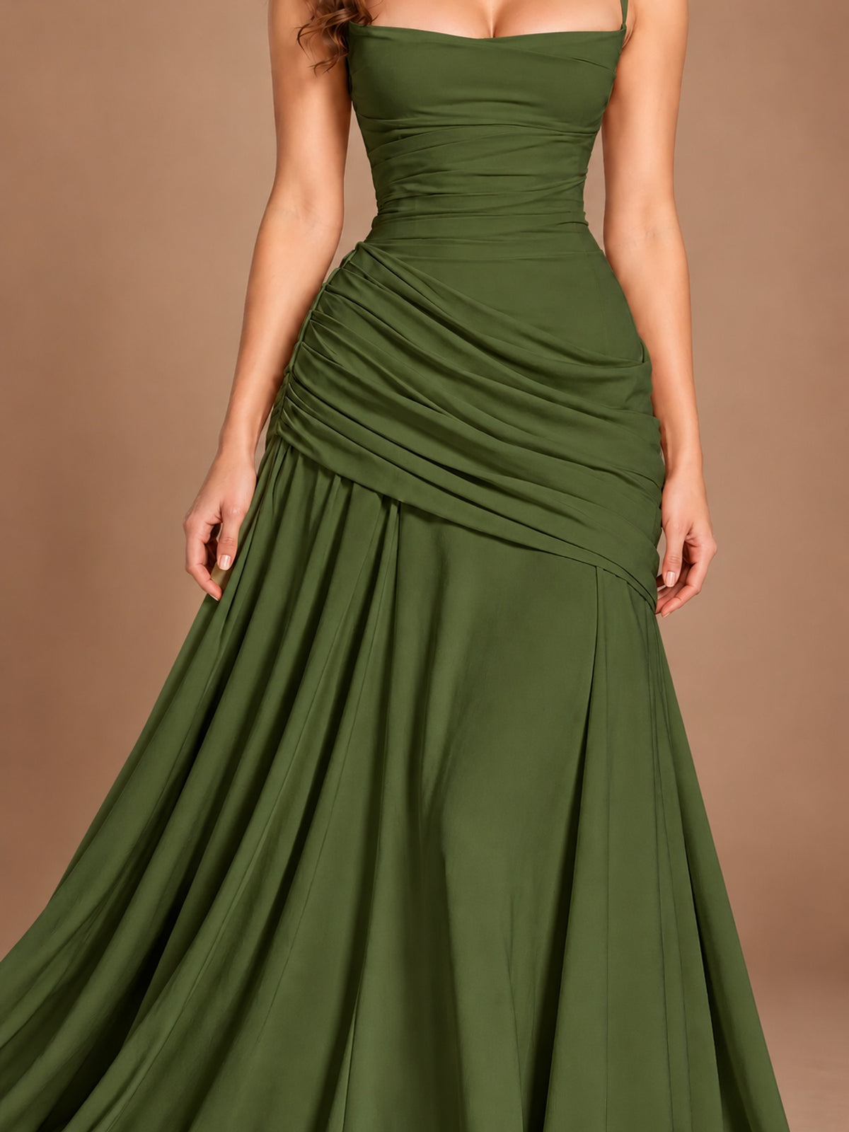 Butter Yellow Square Neck Ruched A-Line Prom Dress