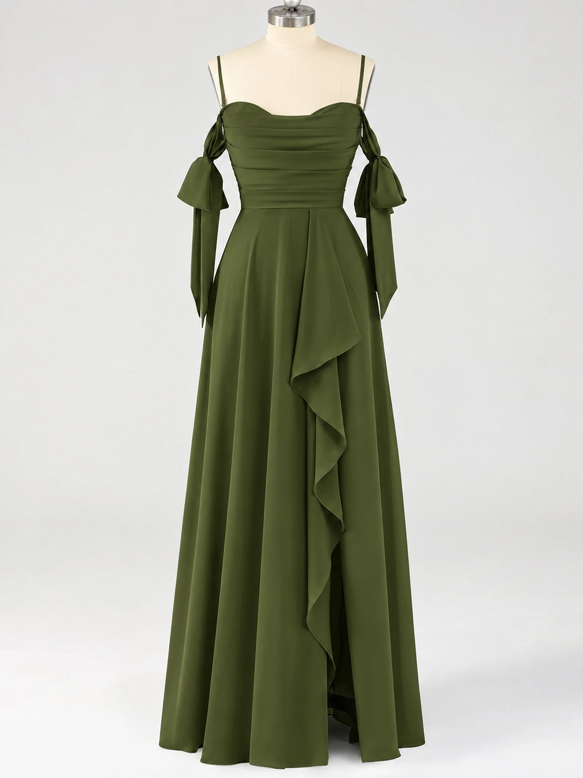 A-Line Ruffles Chiffon Bridesmaid Dress with Slit