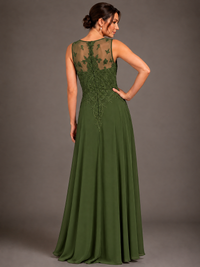 A-line 2 Pieces Chiffon Appliques Mother of The Bride Dresses with Jackets
