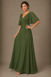 A-Line Chiffon Mother of the Bride Dress with Applique