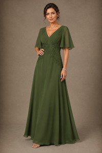 A-Line Chiffon Mother of the Bride Dress with Applique