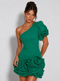 One-Shoulder 3D Floral Homecoming Mini Dress