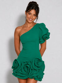 One-Shoulder 3D Floral Homecoming Mini Dress
