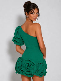 One-Shoulder 3D Floral Homecoming Mini Dress